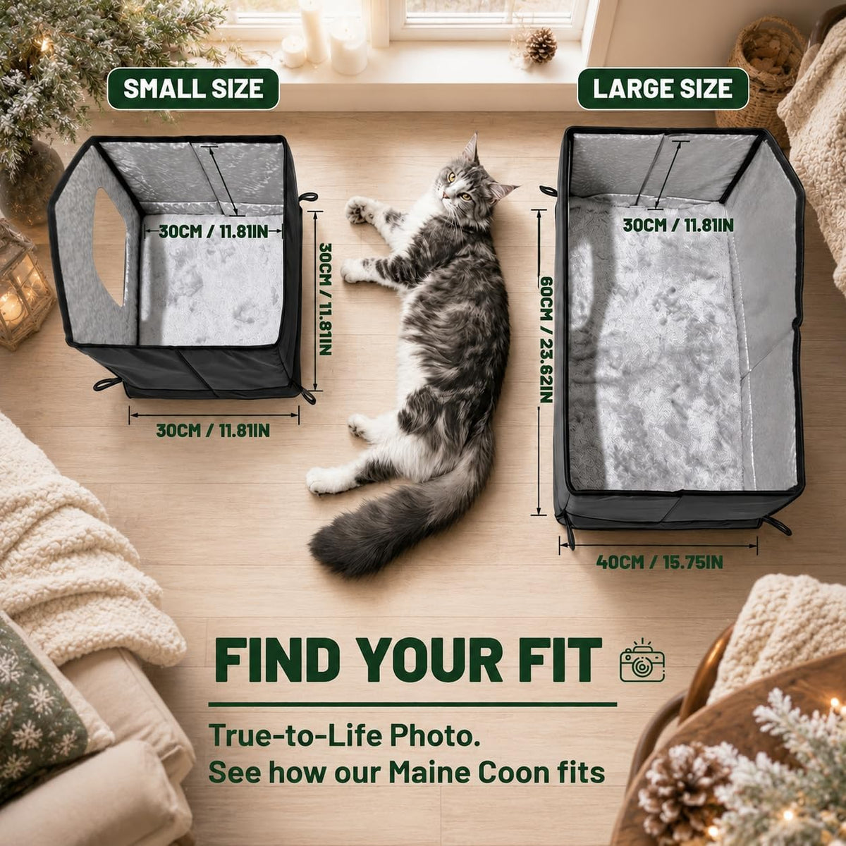 Tailtastic Weather Outdoor Cat House - GREY / L - image 3