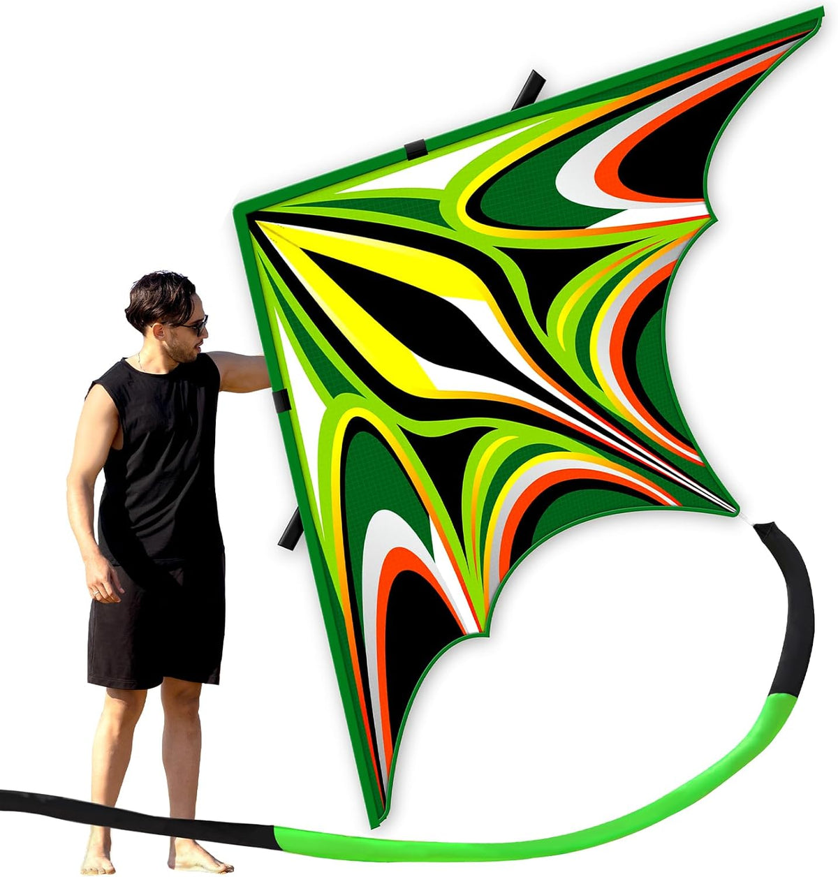 SGftre Delta Kite for Kids & Adults，Extremely Easy to Fly - Green-1