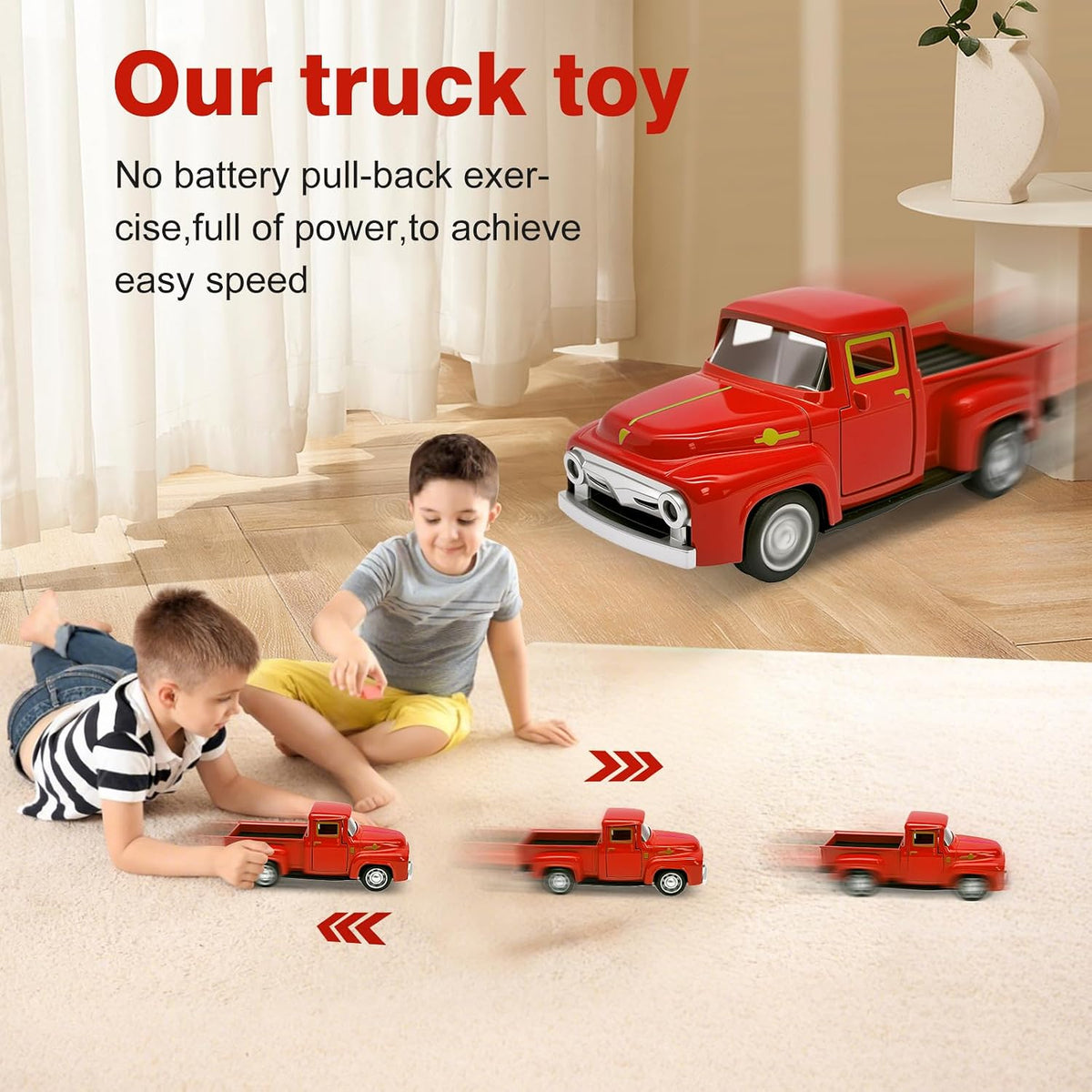 Little Blue Truck Toy,1:32 Pull Back Cars Toy for Kids Boys Girls – Fun for Kids & Family - Red - image 2