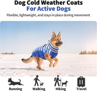 Dog Winter Jacket Cozy Reflective Waterproof Windproof Warm Pet - XXX-Large / Blue White Stripes - image 4