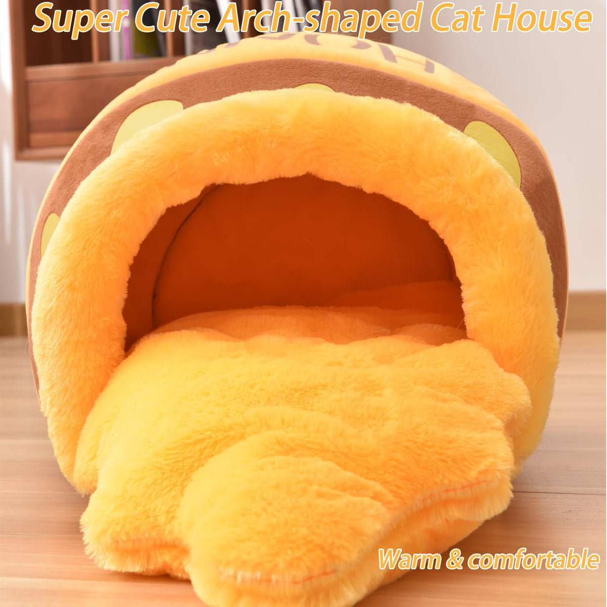 Honey Pot Cat Cave Bed, Soft and Thick Rebound Sponge Pet Nest with Removable & Washable Cushion - Brown - image 3