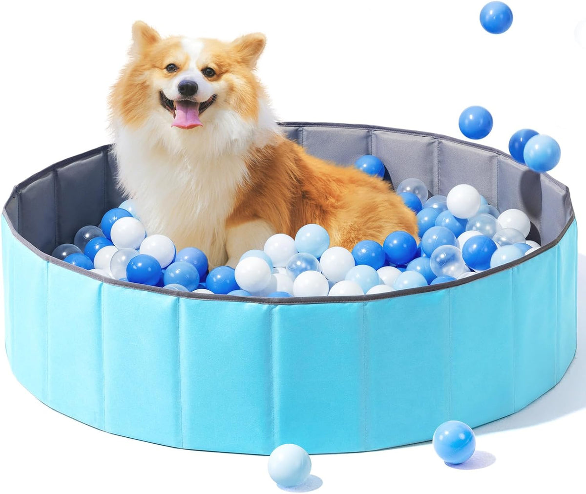 Hikiddy 44-Inch Foldable Ball Pit for Toddlers and Dogs - Light Blue-80