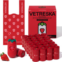 VETRESKA Dog Poop Bags with Handles 240 Count - Strawberry / 1 Count (Pack of 450)