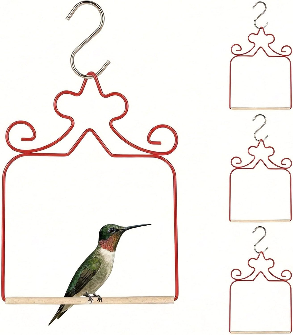 4-Pack Metal Hummingbird Swings Black – Essentials for Birds - Red