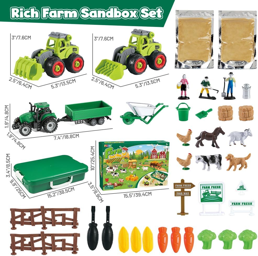 FRUSE Farm Sensory Bin Toys with Play Sand Kit & Tractor for Toddlers - image 4
