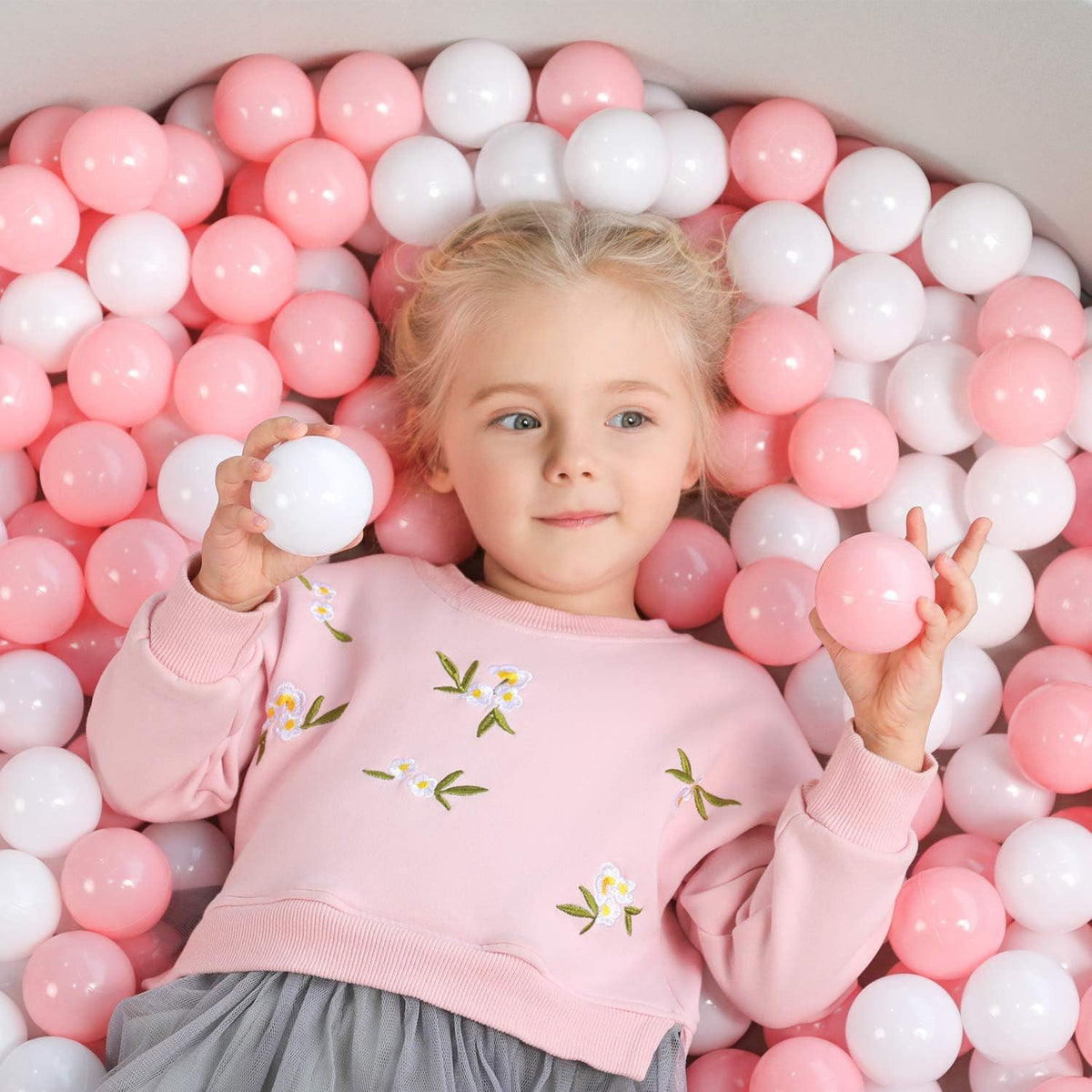 TRENDBOX Ball Pit Balls Plastic Balls for Ball Pit Pool Playpen - Pink & White / 100 pcs - image 2