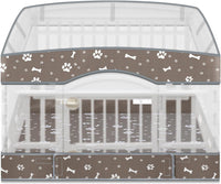 2 Pack Dog Playpens Cover and Bottom Mat Fits 4 Panels - Grey