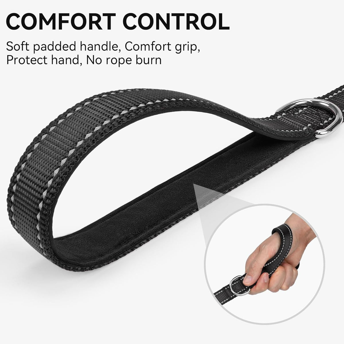 Joytale Reflective Dog Leash for Medium & Large Dogs - 6 ft Narrow / Black - image 2