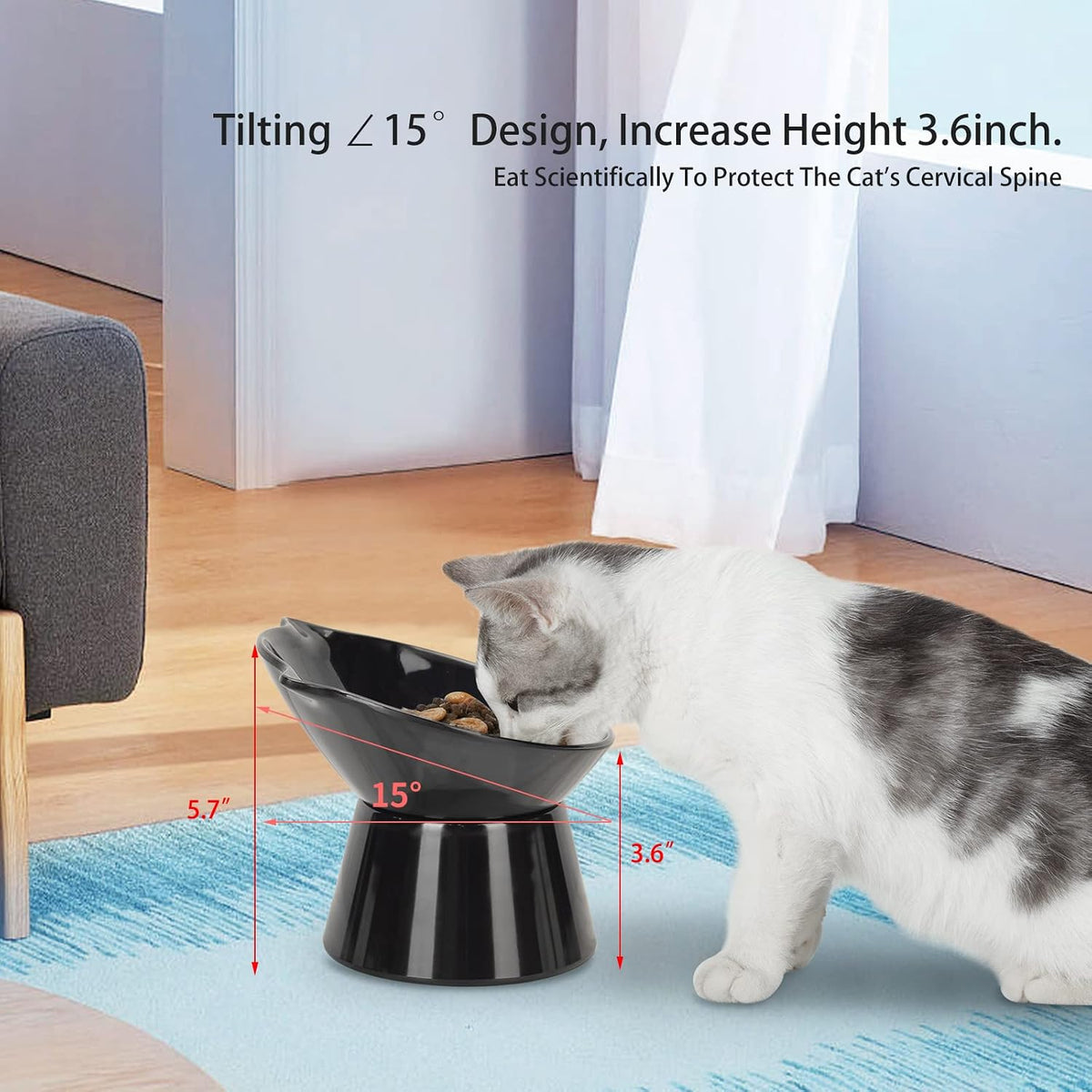 Detachable Elevated Cat Bowls - Black - image 4