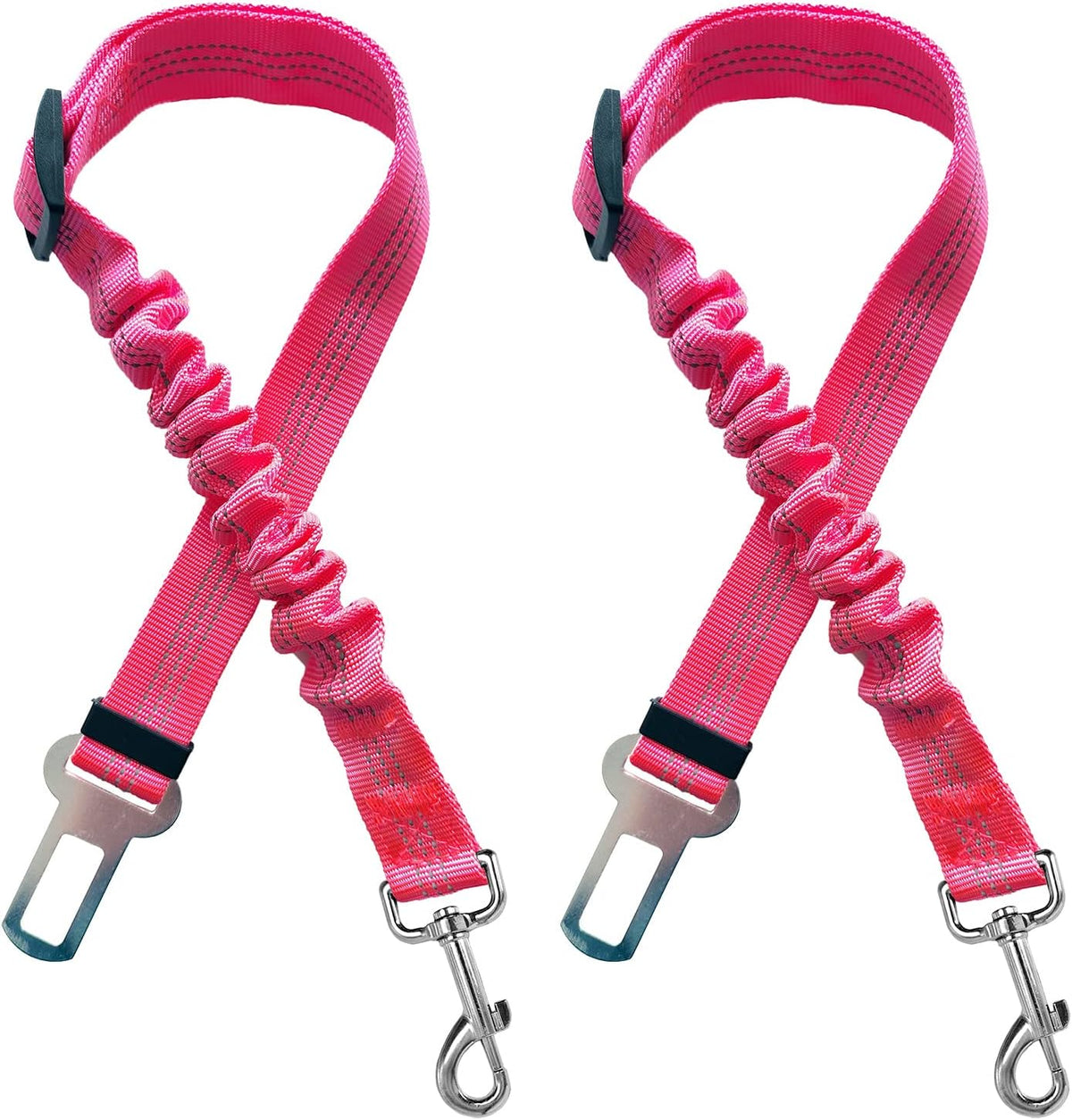 2 Dog Car Harness Seatbelt Seat Belt Leash Travel Accessories Bungee - Pink / 2 Packs