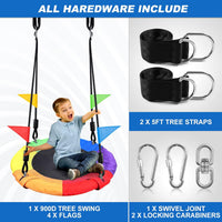 Odoland 24 inch Chidren Tree Swing Net Swing Outdoor Kid Platform - Multicolour - image 2