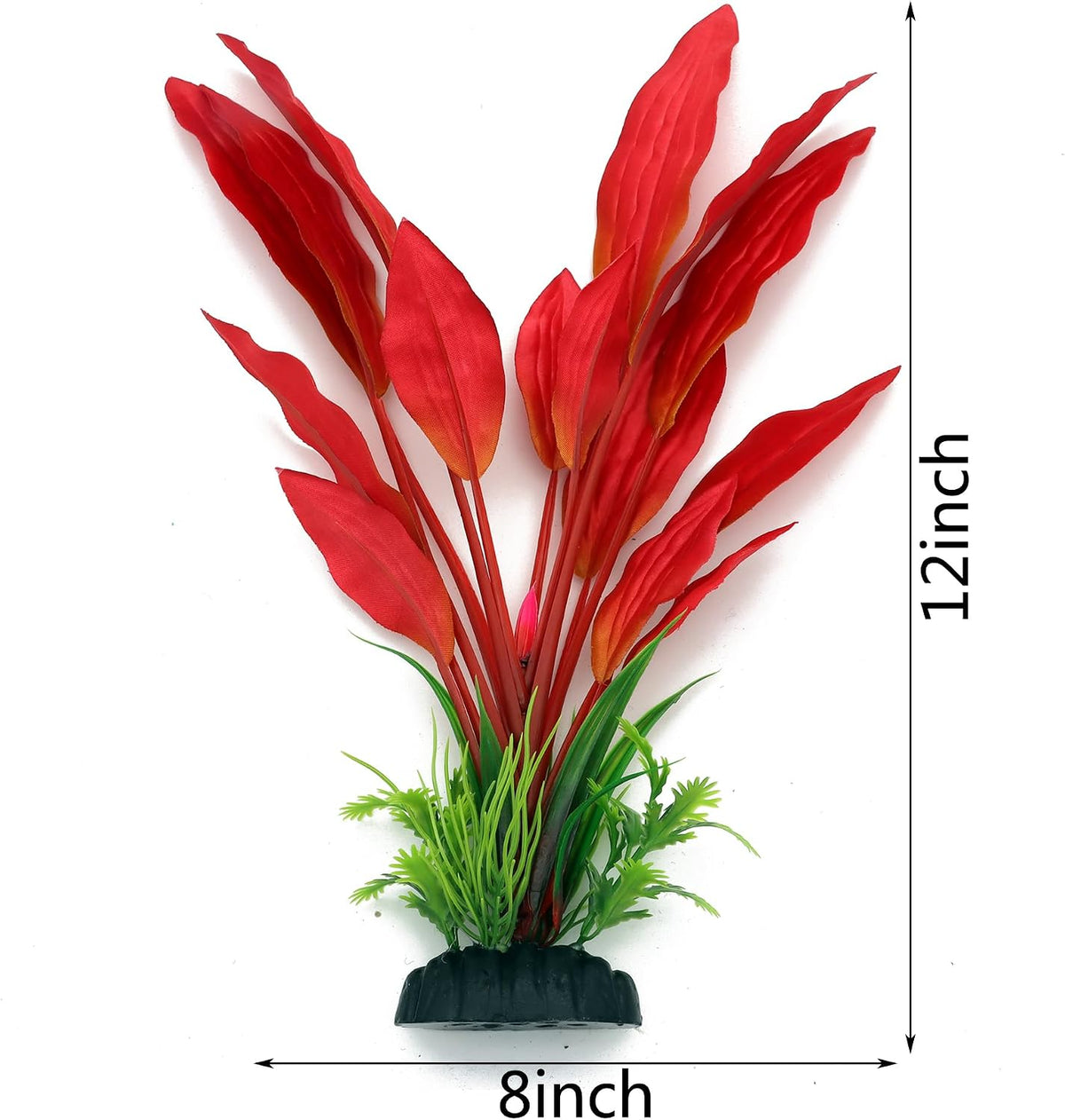 Silk Aquarium Plants, 12 Inch Artificial Silk Plants Decorations – Essentials for Fish - Red / 2 Pack - image 2
