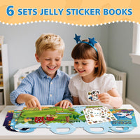 6 Sets Reusable Sticker Book for Toddlers 3-6 - Dinosaur+Ocean+Animal - image 2