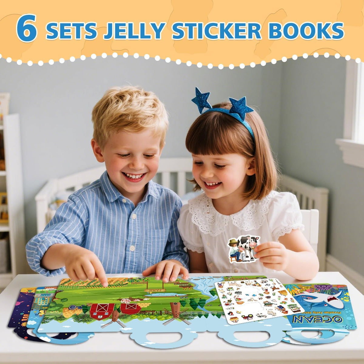 6 Sets Reusable Sticker Book for Toddlers 3-6 - Dinosaur+Ocean+Animal - image 2