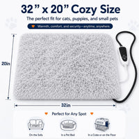 Pet Heating Pad for Cats with Normally Open Function - Grey Plush / 32.0"L x 20.0"W - image 2