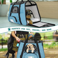 PetAmi Airline Approved Pet Carrier for Cat, Soft Sided Dog Carrier for Small Dogs, Cat Travel Supplies Accessories for Indoor Cats, Ventilated Pet Carrying Bag Medium Large Kitten Puppy, Small Blue