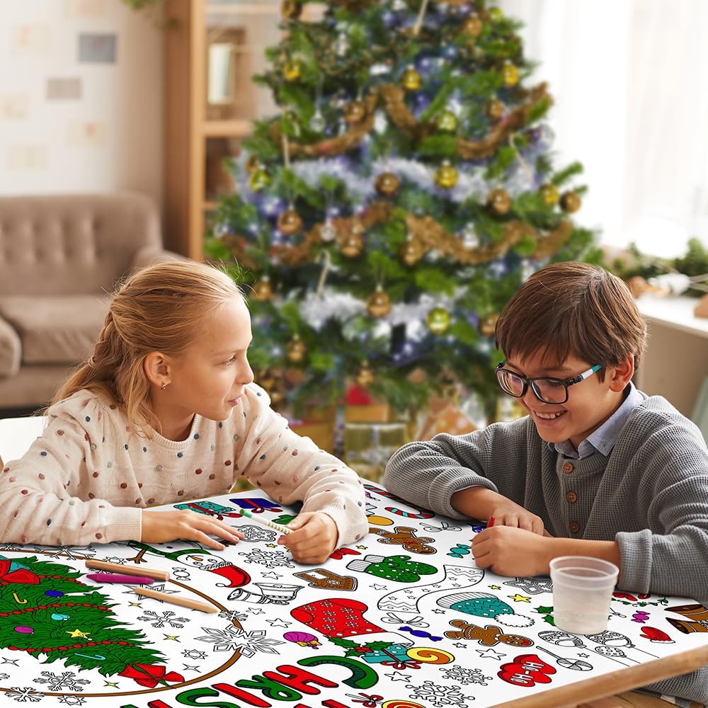 SperinGeen Thanksgiving coloring tablecloth for kids with holiday designs - view 5