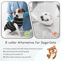 Kuoser Dog Surgery Recovery Suit for Female Male Dogs, Stripes Spay Neuter Anti-Licking Dog Onesie, Surgical Suit Snugly Pet Post Surgery Vest Bodysuit for Abdominal Wounds Skin Disease, Black XS