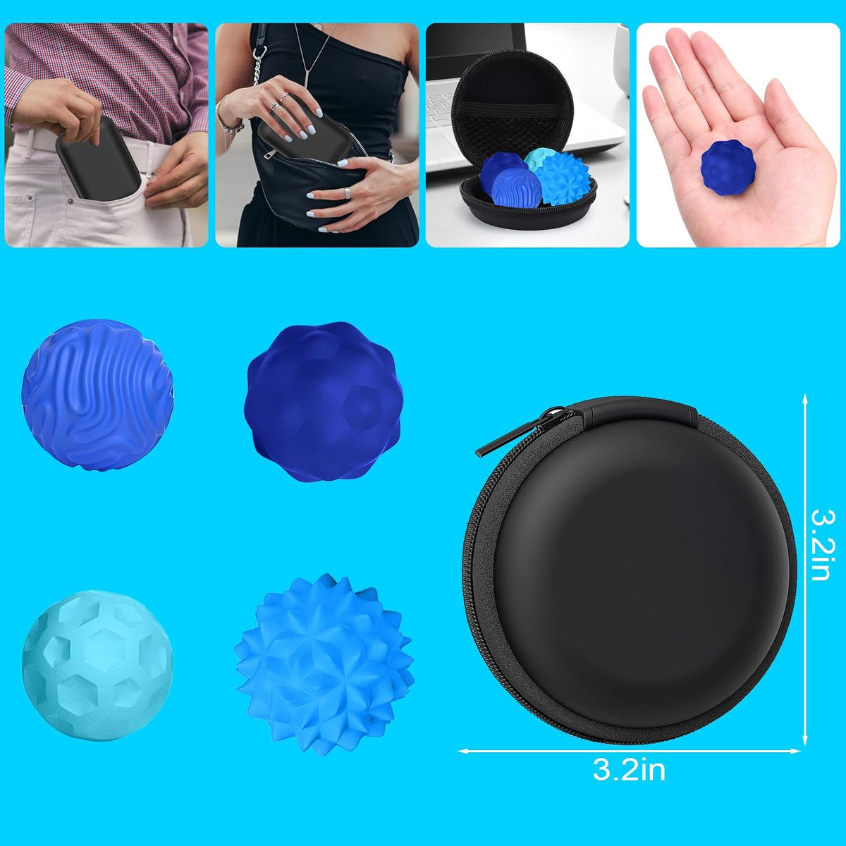 BUSOHA Silicone Magnetic Fidget Balls - Blue / 1.2 Inch - image 2