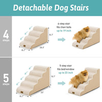 COZY KISS Dog Stairs for Small Dogs - Beige / 5 / 15.7x33x19.7 inch - image 2