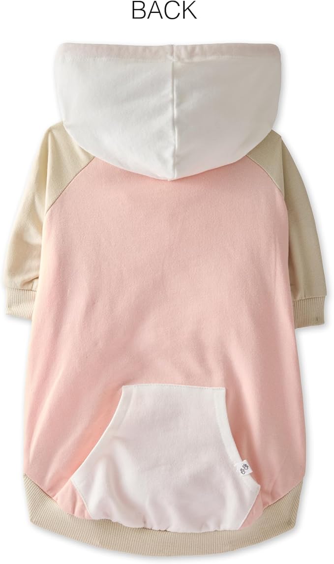Rocky – The Orginal Lightweight Hooded TEE 100% Organic Cotton Dog Hoodie Pet Coat Sweater for Small, Medium, Large Dogs, Pink Color Block, Large
