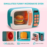 CUTE STONE Microwave Toys & Oven Playset with Cool Mist Spray Sound - Teal - image 3