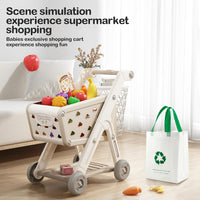 Jovow 102pcs Kids Shopping Cart Trolley Play Set with Pretend Food – Fun for Kids & Family - khaki - image 4
