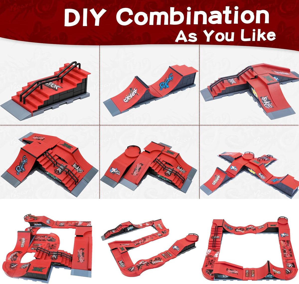 Gr8ware 6-in-1 fingerboard skate park with half pipe ramp and mini finger skateboards - view 6