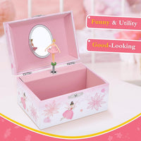 Girl's Gift Music Box with Spinning Ballerina - Pink flower fairy design - image 3