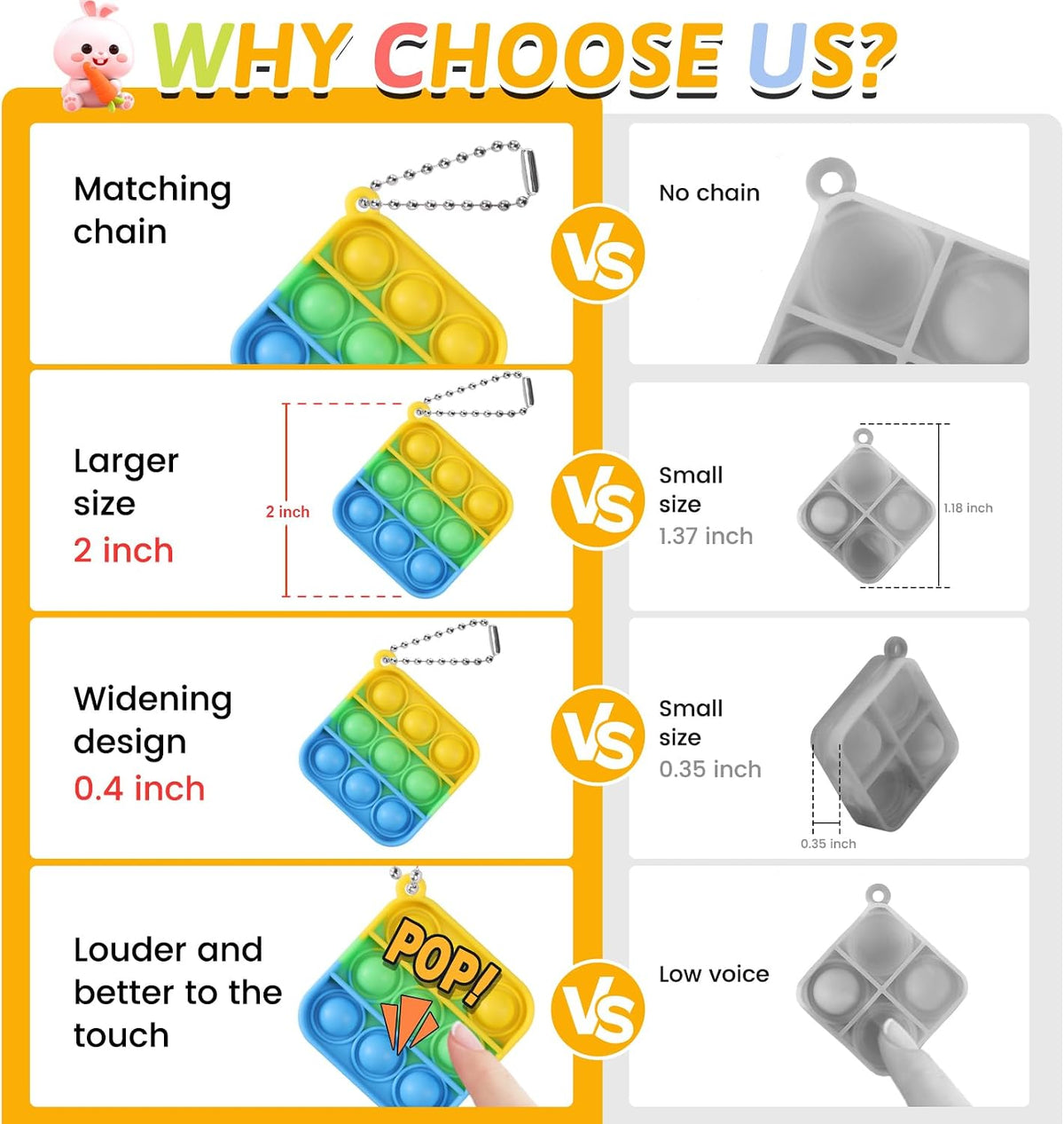 PICcircuit 30 pack mini pop fidget keychains in multicolor shapes for party favors - view 9