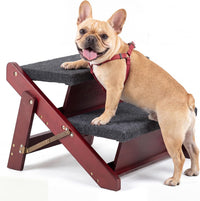 MEWANG Wooden Pet Stairs - 2 Step Foldable Ramp for Senior Dogs & Cats – Essentials for Dogs - 2 Steps – For Sofas (11–19 in) / 1 / 17.3" L x 17.24" W x 13" H