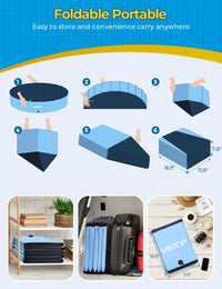 VISTOP Extra Large Foldable Dog Pool XXL - 5XL- 97" x 16" / Blue - image 3