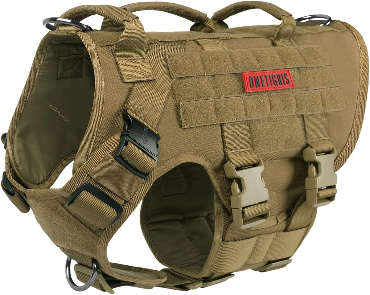 OneTigris Large Tactical Dog Harness No Pull Handle XL Black – Essentials for Dogs - Medium / Brown