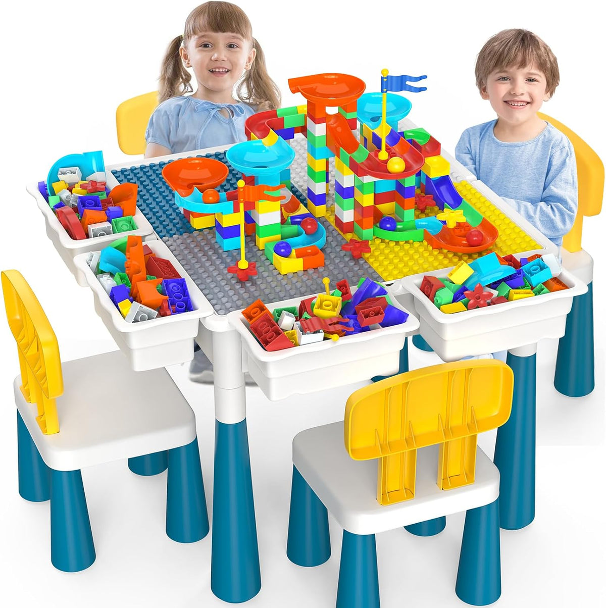 OCATO Kids Table and 4 Chairs Set Activity Table Kid Water Table – Fun for Kids & Family - Table and 4 Chairs Set