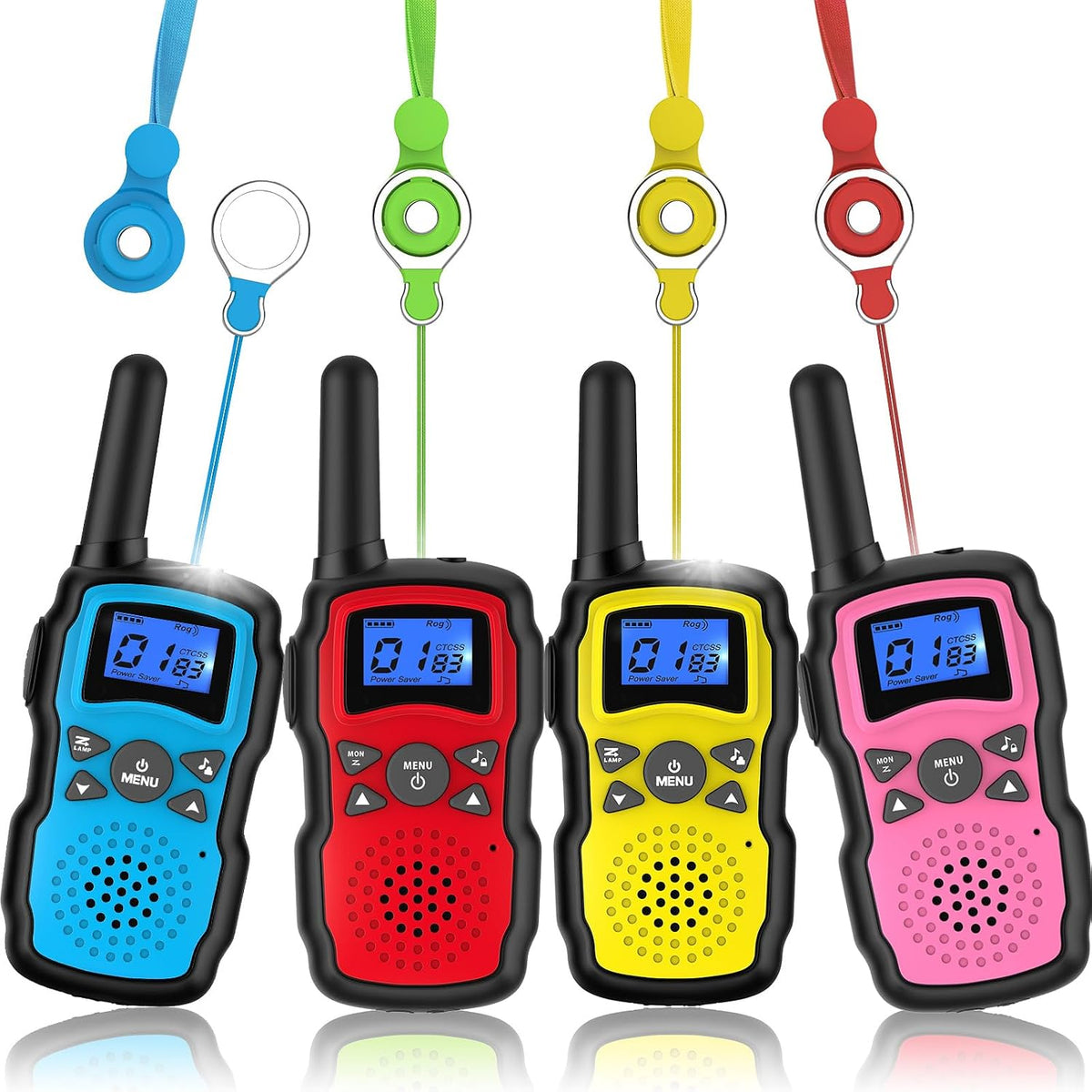 Wishouse Walkie Talkies for Kids 4 Pack - Red Blue Yellow Pink