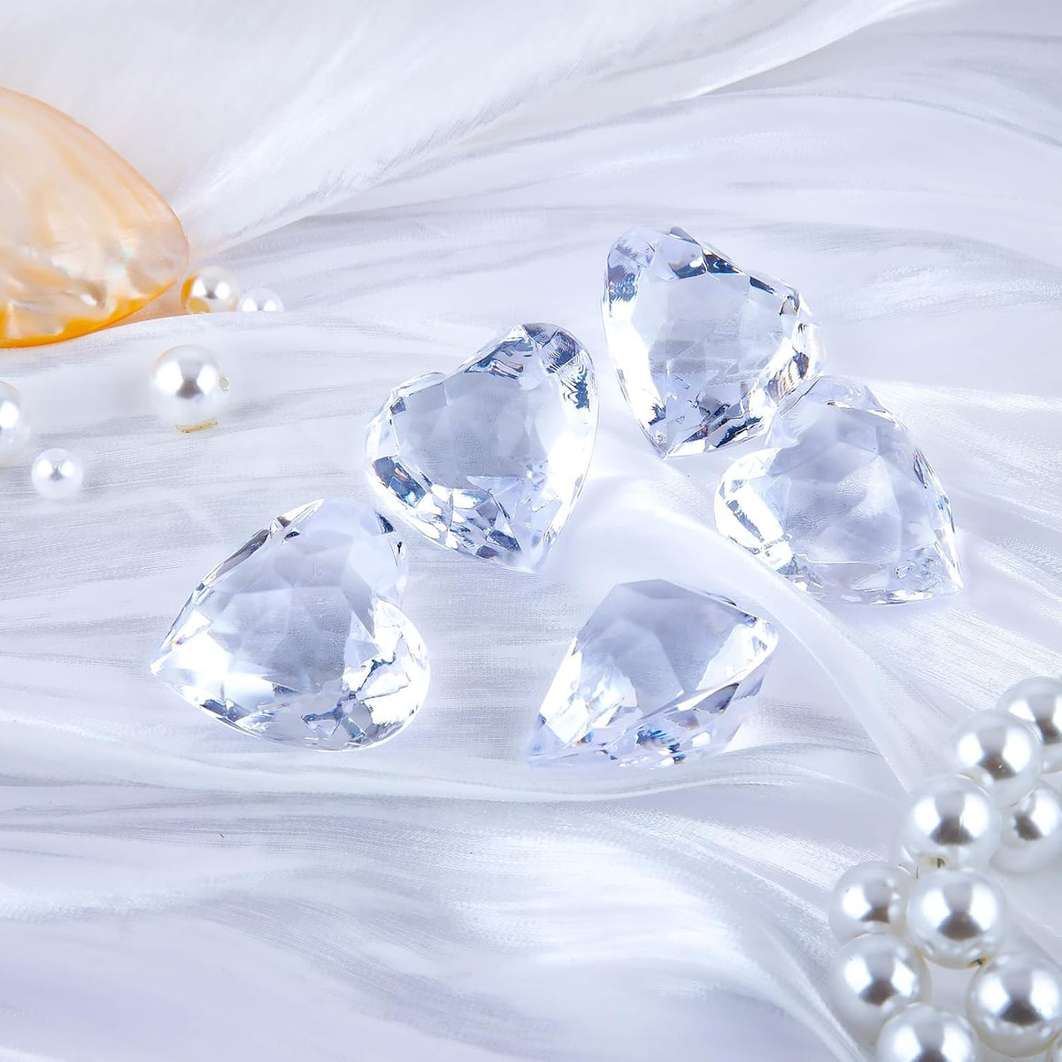 Niceup acrylic heart gems, 30 chunky 3D heart-shaped diamond gemstones for kids - view 38