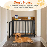 Dog Crate Furniture End Table with Table Guardrail, Heavy Duty Large Dogs Cage, 42 Inch Dog Kennel, Medium Large Dogs House Decorative Pet Crate Indoor