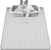 Cat Litter Mat, Silicone Large Cat Mat for Litter Box - 25"L x 19"W / Light Grey