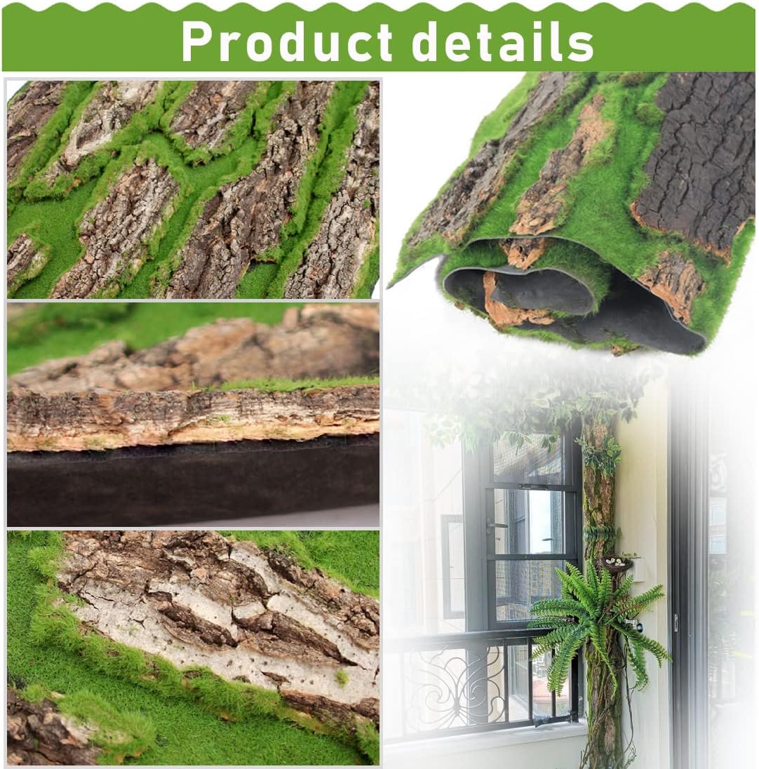 PINVNBY Reptile Terrarium Cork Background - 【Natural Cork Bark+Artificial Moss】 / 【4 PCS】 - image 4
