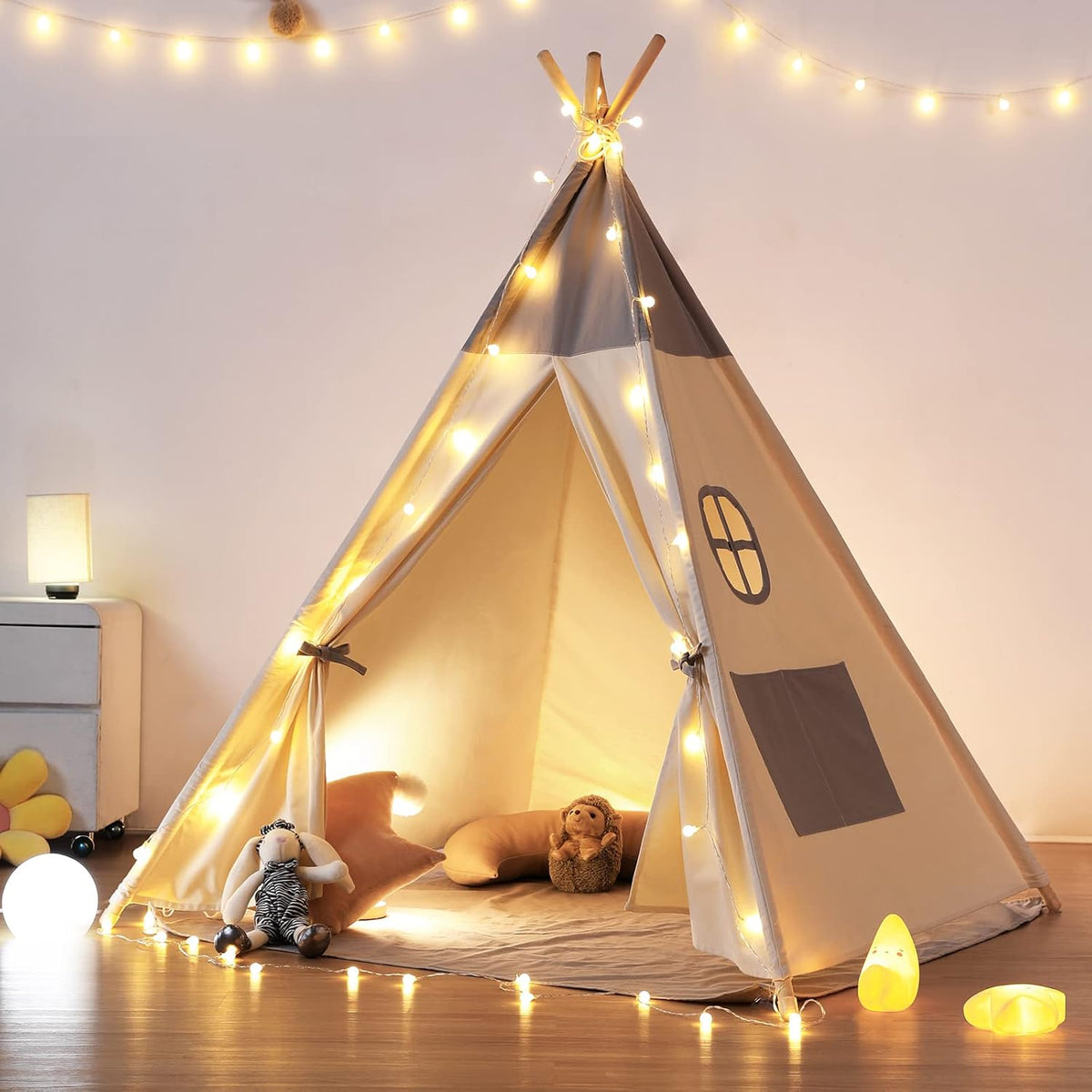 besrey Teepee Tent for Kids - Gray / 47.2 inches x 47.2 inches x 61 inches