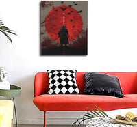 Japanese Armored Samurai Wall Art Modern Japan Warrior Canvas Wall Decor Asian Oriental Bushido Pictures Painting Print Artwork Framed Decorations Gifts for Room Bedroom Office Living Room 20"x24"