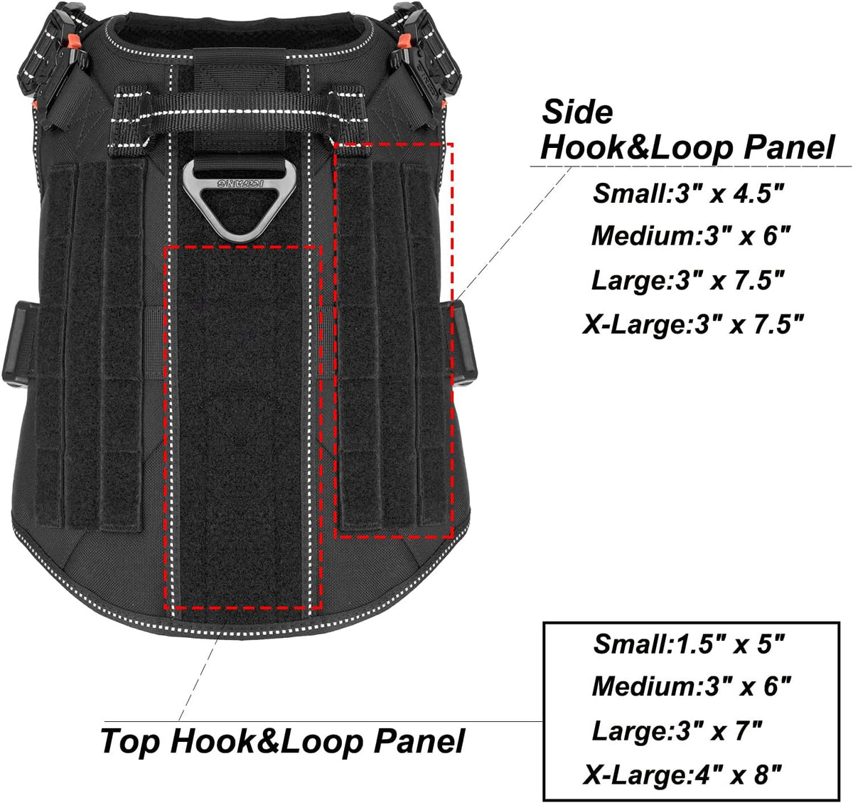 Tactical Dog Harness for Large Dogs, Reflective No Pull Dog Vest - X-Large (Pack of 1) / Black - image 4