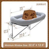 Zakkart Cat Window Perch, 100% Metal Supported from Below – Essentials for Cats - Gray - image 2