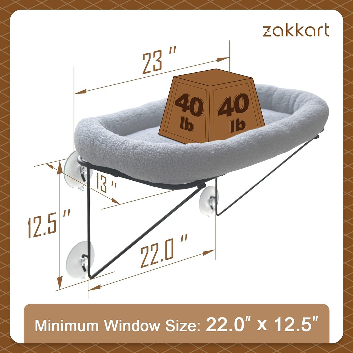 Zakkart Cat Window Perch, 100% Metal Supported from Below – Essentials for Cats - Gray - image 2