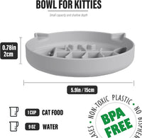 Silicone Cat Slow Feeder Bowl with Suction Cups - 1 CUP / Gray - image 2