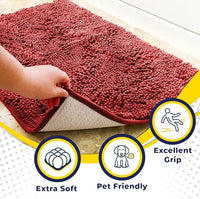 Muddy Mat® Shown on TV – Super Absorbent Door Mat Indoor, Microfiber Quick Dry Chenille Entryway Rug, Non-Slip Front Door Mat, Indoor Mats for Entryway, Machine Washable Pet Rug, Red 24"x36"