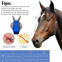 Frienda 4 Pcs Horse Fly Masks with Ears Head Fly Masks for Horses Smooth Elastic UV Protection Cover from Summer Insect Pests(Large,Purple, Blue, Pink, Black)