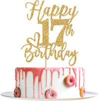 Happy 83rd Birthday Cake Topper - happy 17th birthday / Gold Glitter