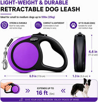 Heavy Duty Retractable Dog Leash-16ft Strong & Durable Walking Leash - Purple / Small/Medium - image 2
