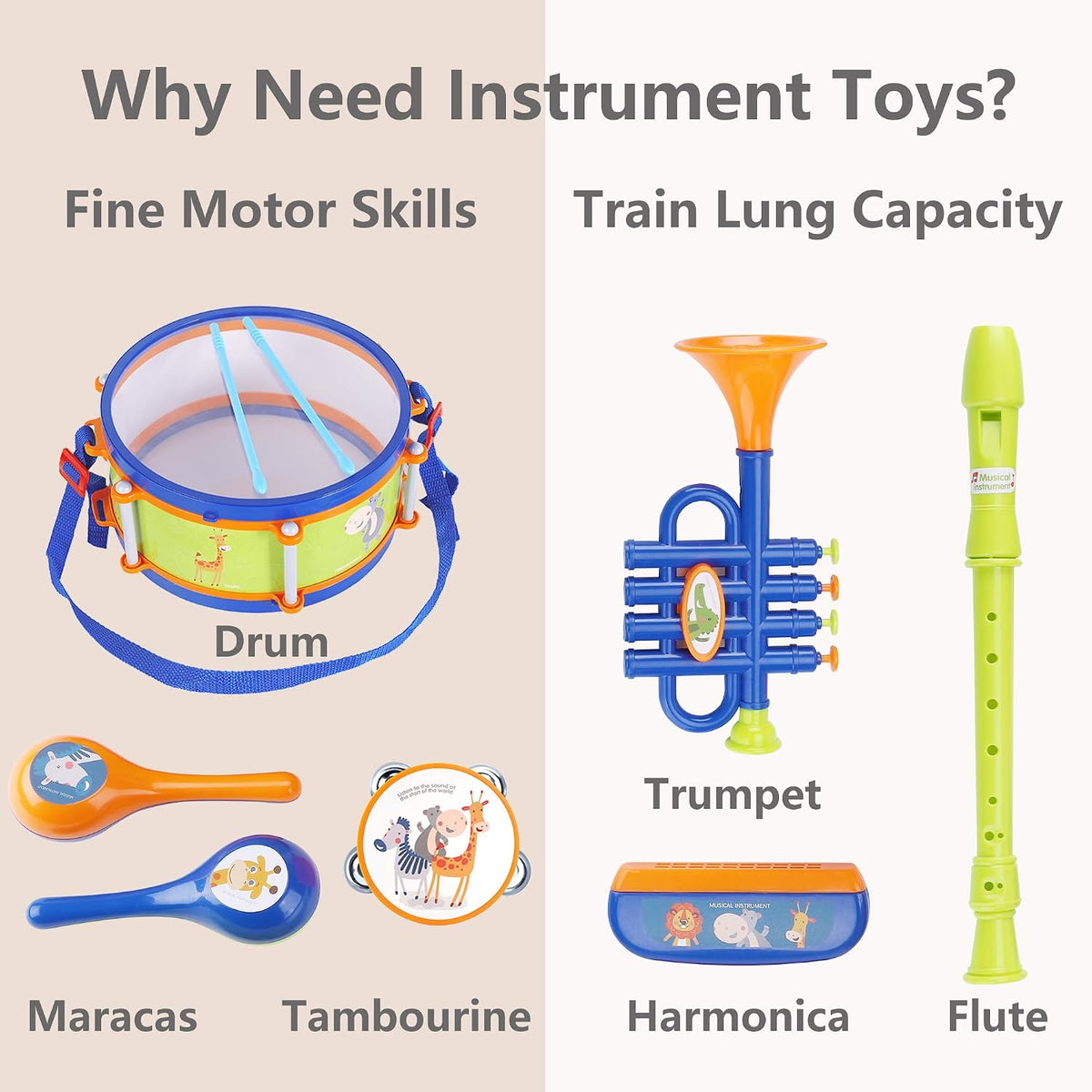 iPlay, iLearn Toddler Musical Instruments Toys, Kids Drum Set - image 2